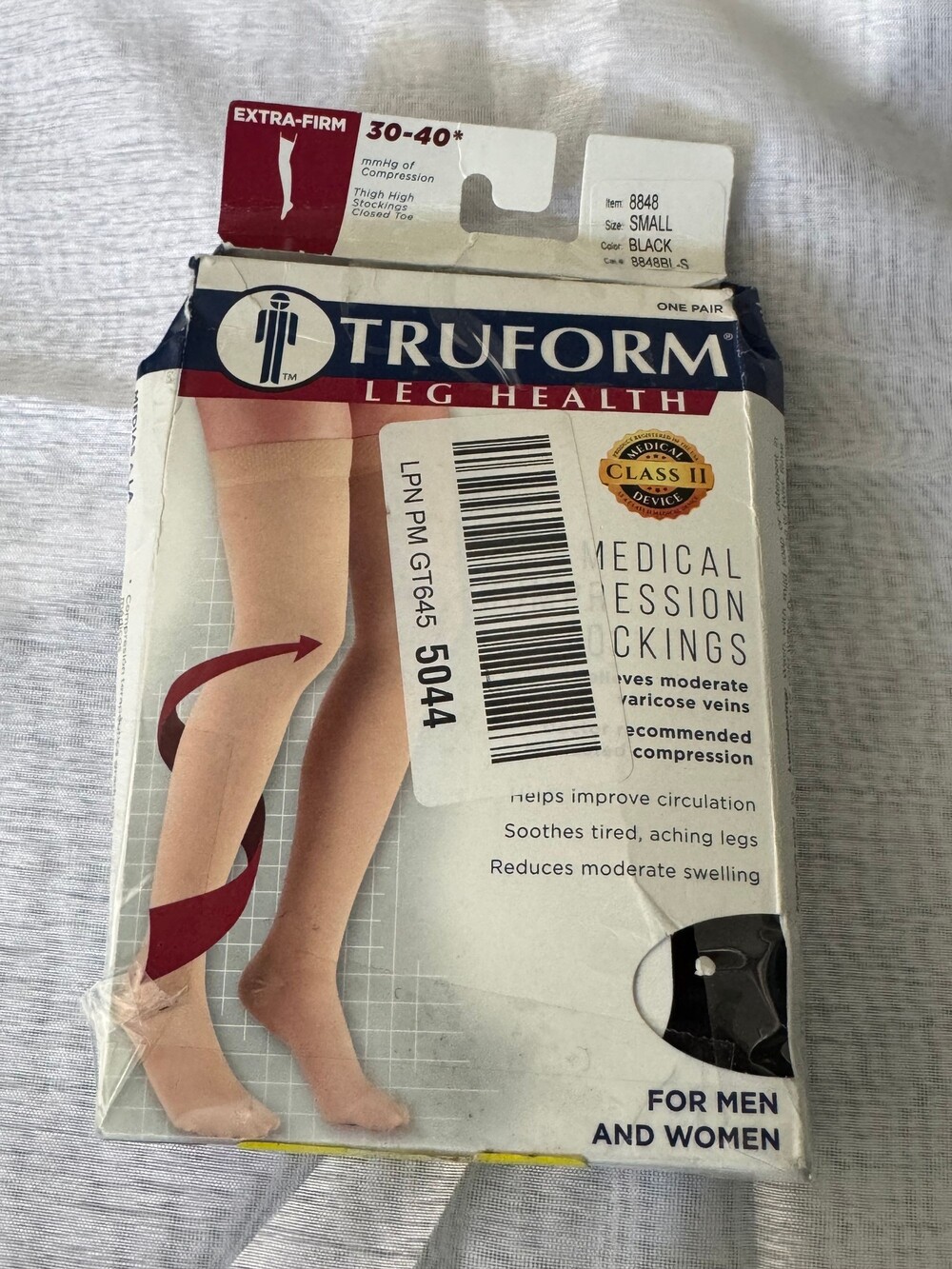 Truform Thigh High Stockings 30-40 mmHg Small Black Extra-Firm Compression